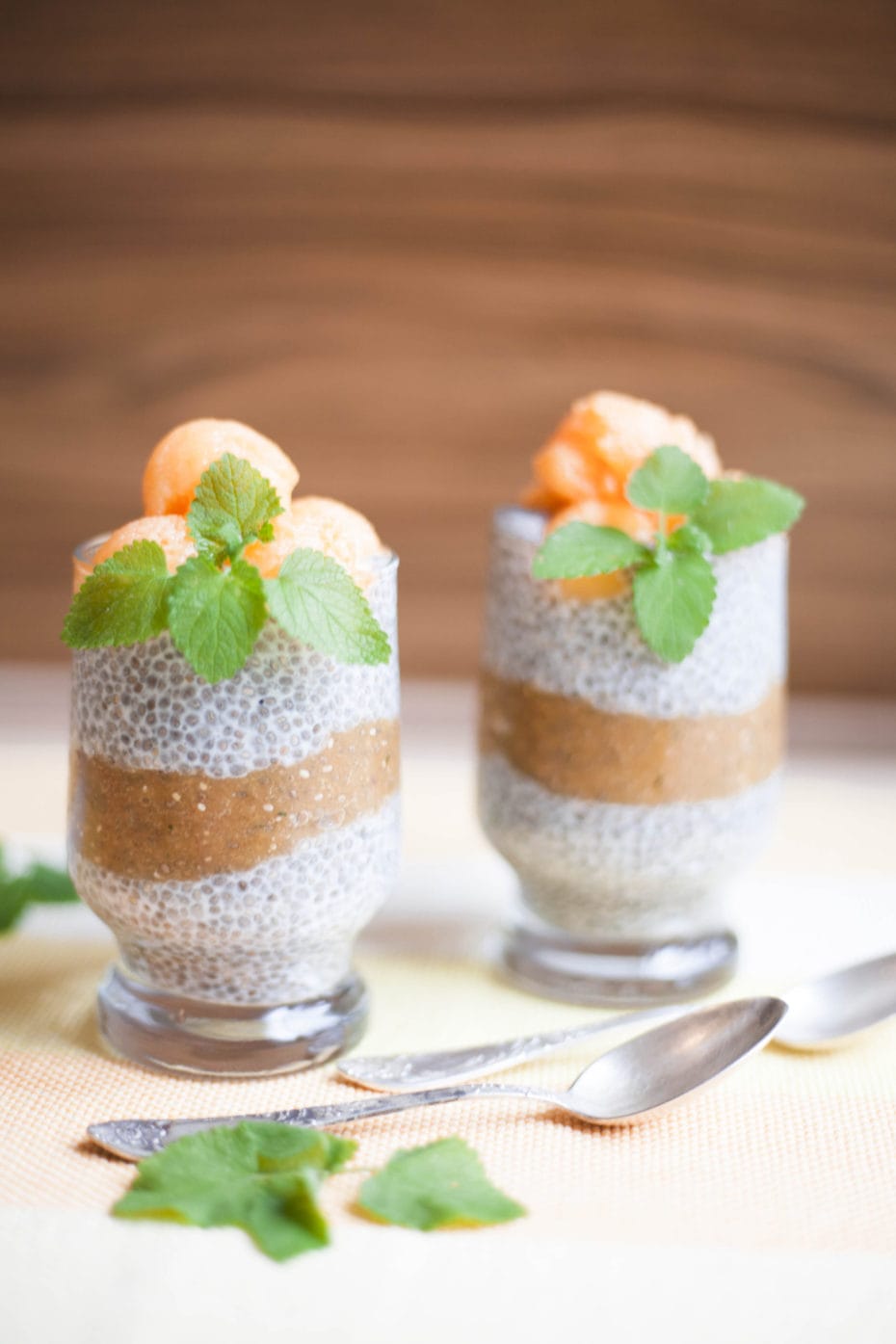 Overnight Chia Seed Pudding with Spicy Melon Puree