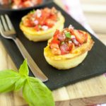 Savory Eggless French Toast Bruschetta - 3-ingredient eggless french toast with bruschetta made from fresh tomatoes, basil and garlic. You need chickpea flour, milk & a secret ingredient