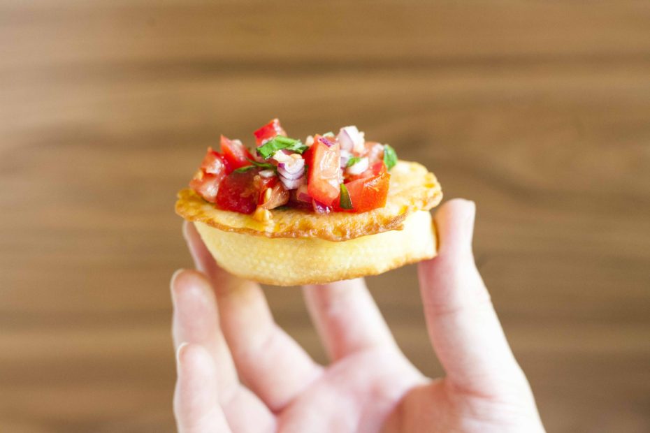Savory Eggless French Toast Bruschetta - 3-ingredient eggless french toast with bruschetta made from fresh tomatoes, basil and garlic. You need chickpea flour, milk & a secret ingredient