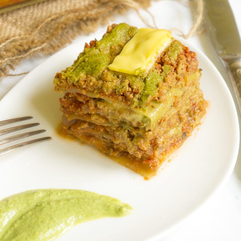 Vegan Cabbage Lasagna with Spinach Alfredo
