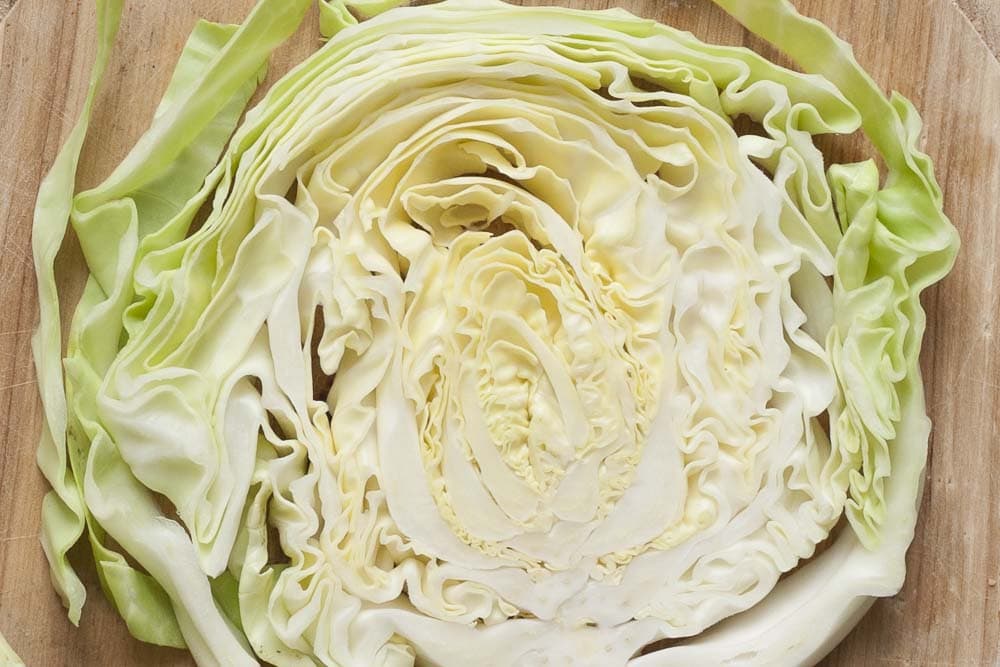 Cabbage slice on wooden board