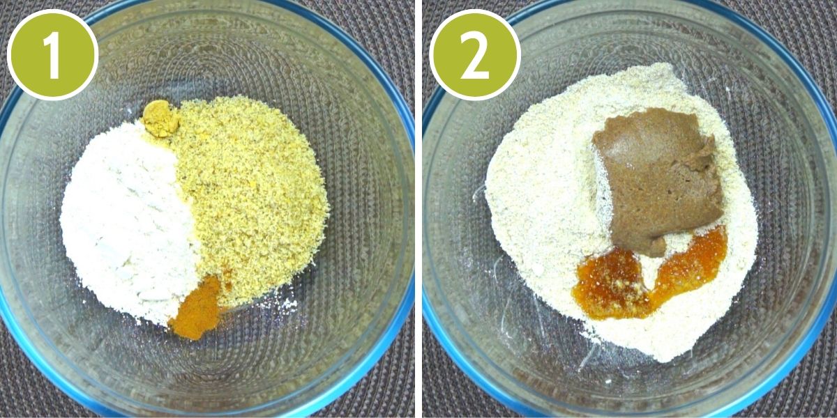 Step photos to make gingerbread pie dough from above