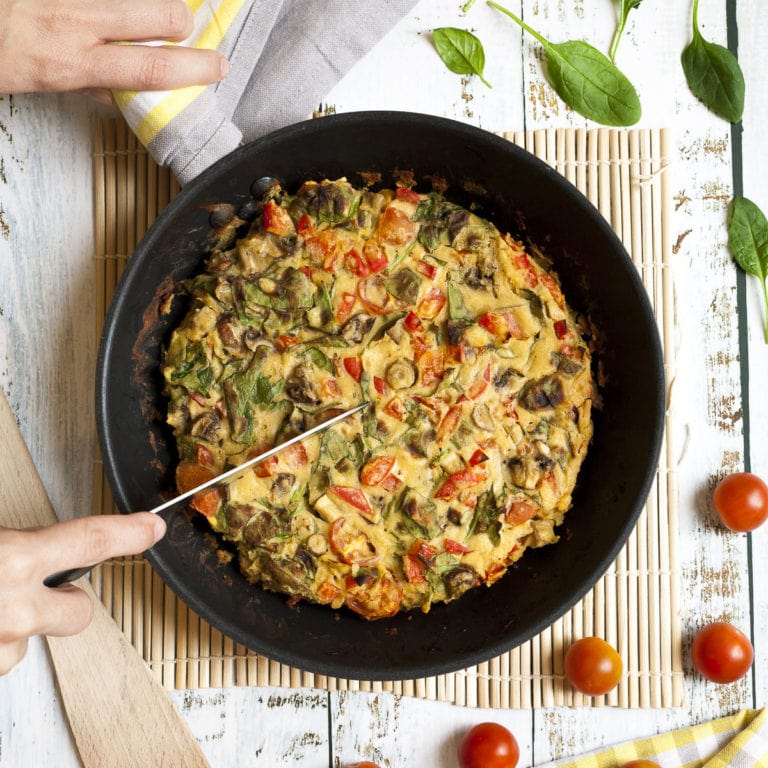 Vegan Frittata (Chickpea Flour) with Mixed Vegetables