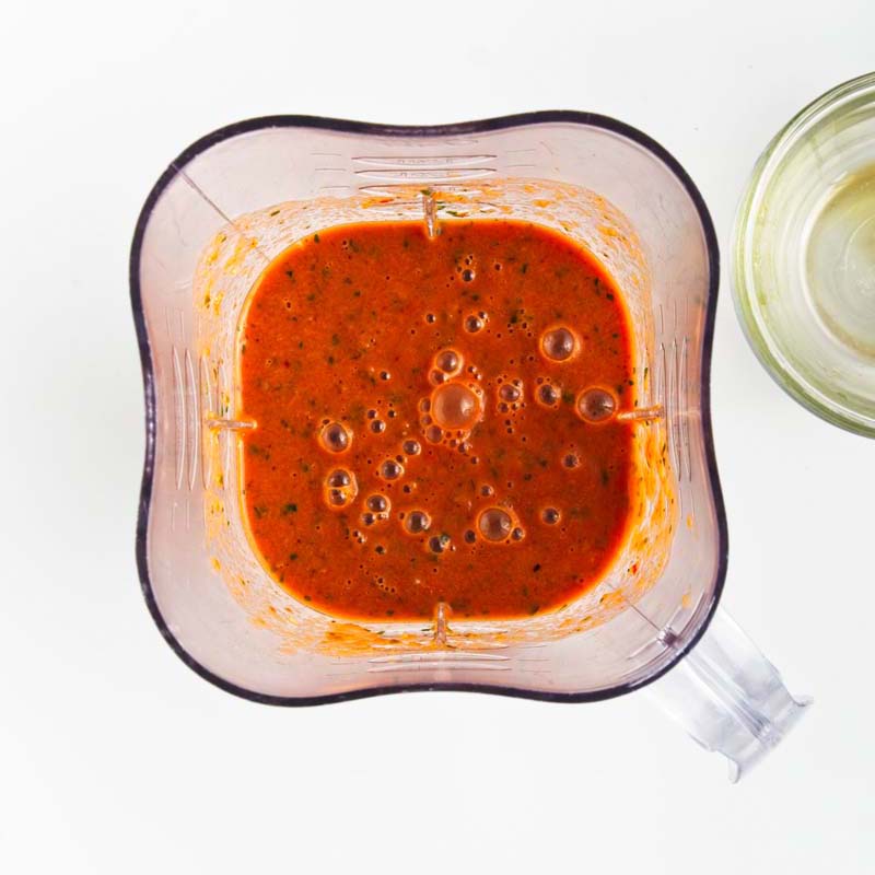Blender with red soup