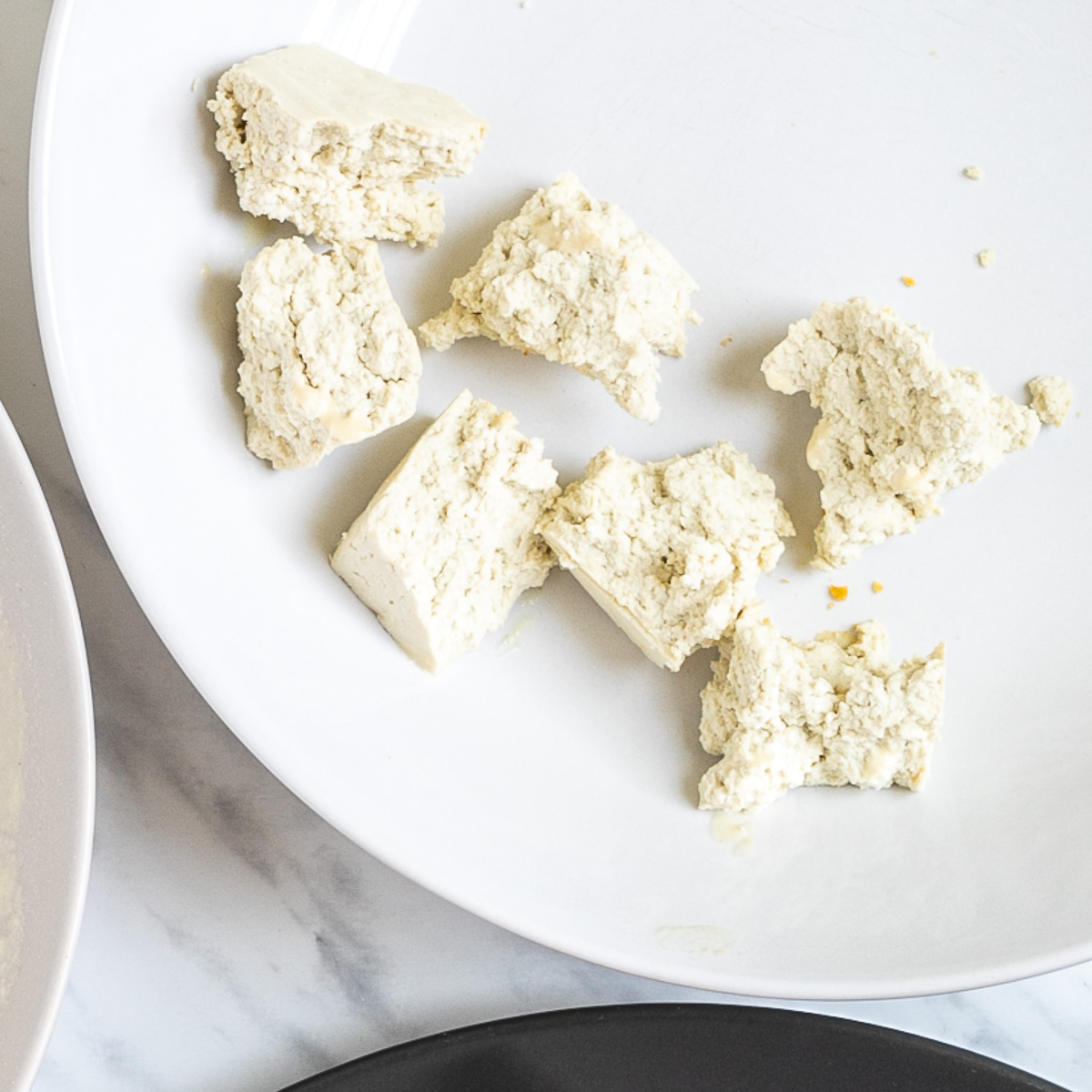 Torn tofu with multiple edges